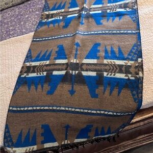 Tribal Patterned Scarf in Blue and Brown